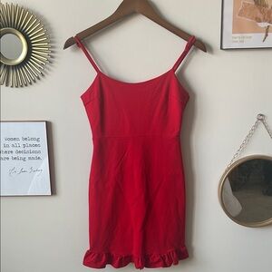 lulu's red ruffle mini dress
